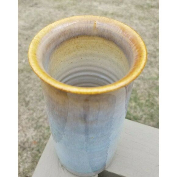 Zaalberg Holland Cylinder Vase Vintage mid century modern MCM Meindert Blue Tan - Picture 4 of 9